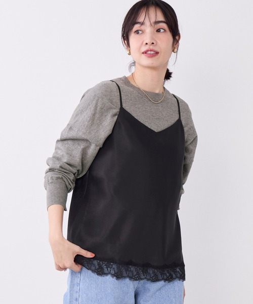 MICA&DEAL(マイカ&ディール)の「ヘムレースサテンキャミソール(キャミソール・レディース・ブラック/オフホワイト/ブラウン・FREE)」の4枚目の写真