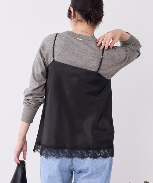 MICA&DEAL(マイカ&ディール)の「ヘムレースサテンキャミソール(キャミソール・レディース・ブラック/オフホワイト/ブラウン・FREE)」の5枚目の写真