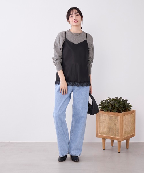 MICA&DEAL(マイカ&ディール)の「ヘムレースサテンキャミソール(キャミソール・レディース・ブラック/オフホワイト/ブラウン・FREE)」の6枚目の写真