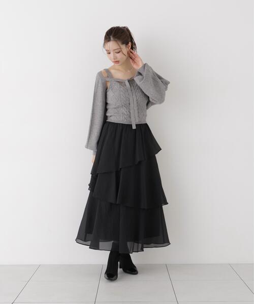 PROPORTION BODY DRESSING(プロポーションボディドレッシング)の「ヘムティアードスカート / 1216220902(スカート・レディース・ホワイト系その他/ブラック・MEDIUM/P/S)」の6枚目の写真