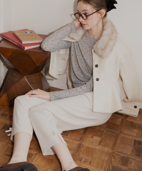 JUMELLE(ジュメロ)の「アンクルリボンパンツ(スラックス・レディース・ブラック/アイボリー・LARGE/MEDIUM/SMALL)」の14枚目の写真