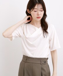 grove | 着るだけで旬顔 ドレープネックテレコTシャツ(Tシャツ/カットソー)