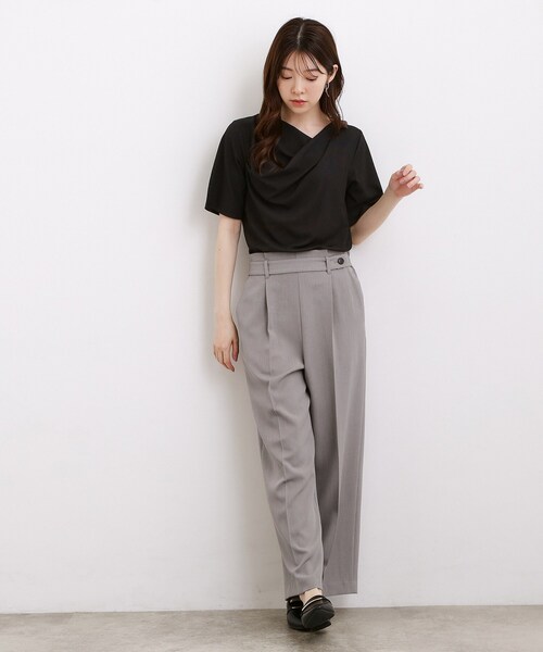 grove(グローブ)の「着るだけで旬顔 ドレープネックテレコTシャツ(Tシャツ/カットソー・レディース・ブラック/オフホワイト・05/04/03/02)」の14枚目の写真