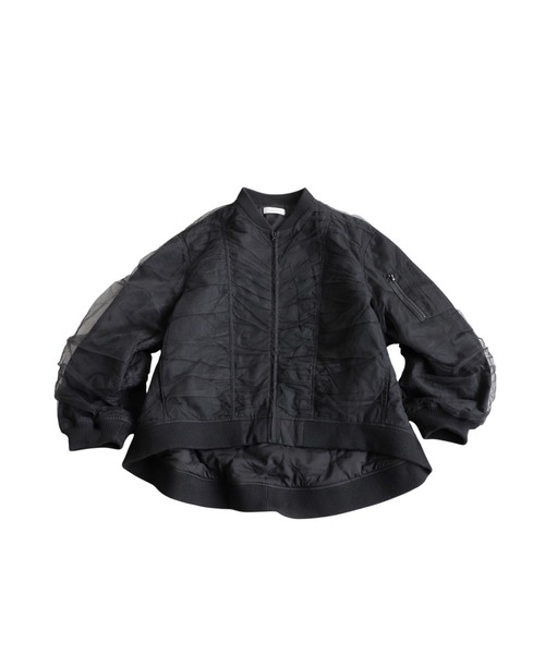 antiqua(アンティカ)の「シアー 中綿 異素材 MA-1(MA-1・レディース・ライトグレー/ブラック・ONESIZE)」の13枚目の写真