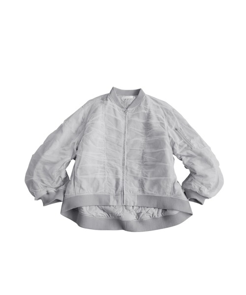 antiqua(アンティカ)の「シアー 中綿 異素材 MA-1(MA-1・レディース・ライトグレー/ブラック・ONESIZE)」の14枚目の写真