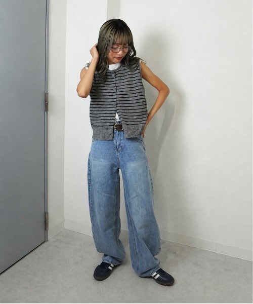 gossara(ゴサラ)の「【いつものデニムが今っぽくなる】 ボーダーノースリベストニット(ベスト・レディース・ブラウン/アイボリー/グレー・FREE)」の8枚目の写真