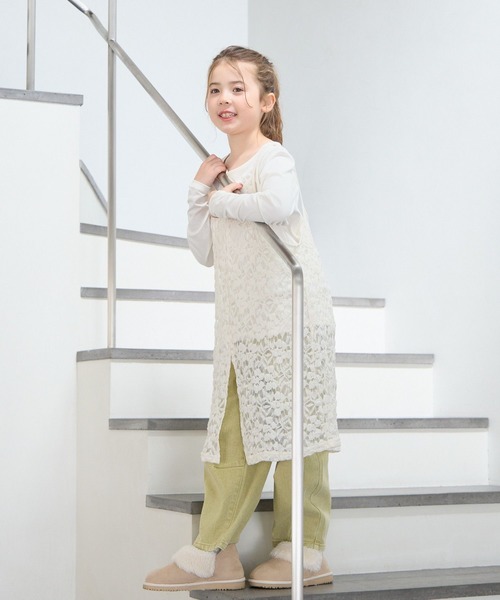 BAYFLOW（ベイフロー）の「[ロンT＋ワンピセット]レースセットワンピース[120/140/160cm](KIDS)（ワンピース・キッズ・ブラック/ホワイト・160cm/120cm/140cm）」の3枚目の写真