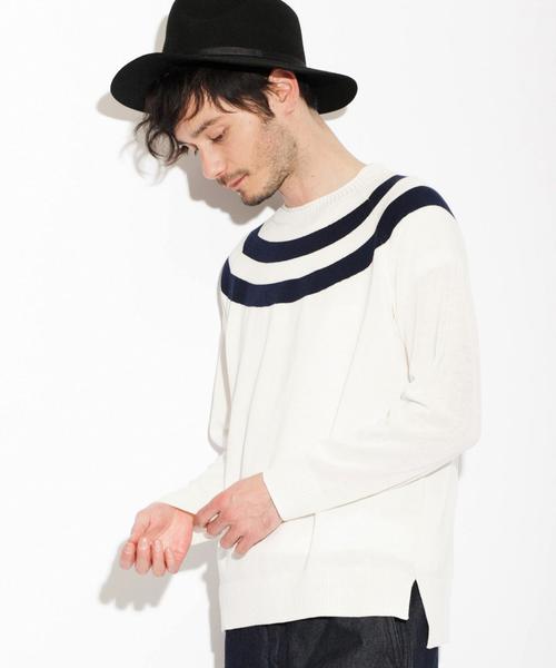 green label relaxing（グリーンレーベルリラクシング）の「BC HT CIRCLE/LINE ROLL/N ニット◆（ニット/セーター・メンズ・ネイビー/ホワイト・LARGE/SMALL/MEDIUM）」の2枚目の写真