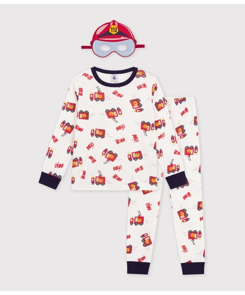 PETIT BATEAU(プチバトー)の「消防士変身パジャマ(アイマスク付き)(ルームウェア/パジャマ・キッズ・ホワイト系その他・3YEAR/5YEAR/4YEAR)」の1枚目の写真