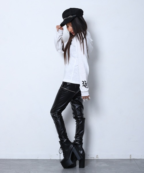 BLACKQUEEN（ブラッククイーン）の「【BLACKQUEEN】フード付きバックロゴロンT（Tシャツ/カットソー・レディース・ホワイト/ブラック・M）」の8枚目の写真