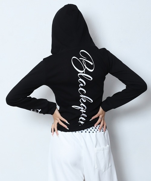 BLACKQUEEN（ブラッククイーン）の「【BLACKQUEEN】フード付きバックロゴロンT（Tシャツ/カットソー・レディース・ホワイト/ブラック・M）」の12枚目の写真