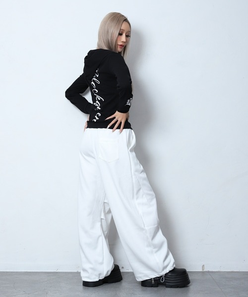 BLACKQUEEN（ブラッククイーン）の「【BLACKQUEEN】フード付きバックロゴロンT（Tシャツ/カットソー・レディース・ホワイト/ブラック・M）」の14枚目の写真