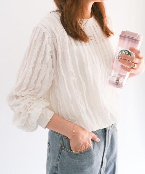 aquagarage(アクアガレージ)の「揺れフリルトップス(Tシャツ/カットソー・レディース・ブラック/ブラウン/ホワイト・M2/L3/M3/L2)」の16枚目の写真