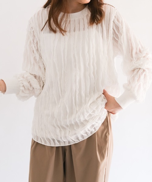 aquagarage(アクアガレージ)の「揺れフリルトップス(Tシャツ/カットソー・レディース・ブラック/ブラウン/ホワイト・M2/L3/M3/L2)」の21枚目の写真