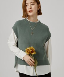 grove | 【2点セット/時短・着回し】着るだけでコーデが完成 ニットベスト×シャツ(その他トップス)