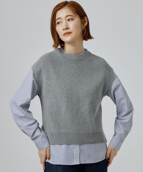 grove(グローブ)の「【2点セット/時短・着回し】着るだけでコーデが完成 ニットベスト×シャツ(その他トップス・レディース・グレー/ダークブラウン/ブラック/グリーン・02/03/05/01/04)」の5枚目の写真