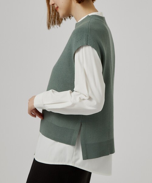 grove(グローブ)の「【2点セット/時短・着回し】着るだけでコーデが完成 ニットベスト×シャツ(その他トップス・レディース・グレー/ダークブラウン/ブラック/グリーン・02/03/05/01/04)」の21枚目の写真