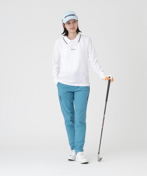 Jack Bunny!!（ジャックバニー）の「ソフトタッチ長袖ポロシャツ (WOMENS)（ポロシャツ・レディース・ホワイト/ネイビー・MEDIUM/SMALL/LARGE）」の3枚目の写真