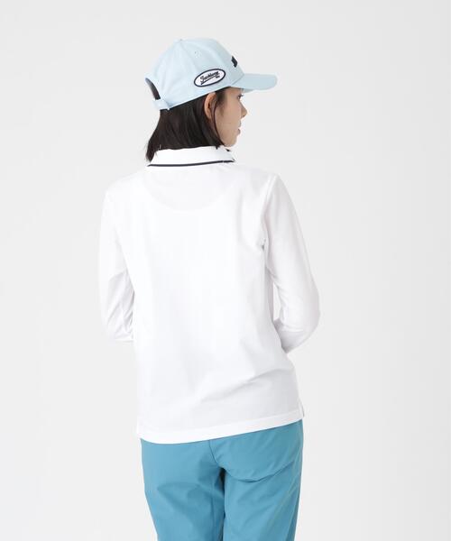 Jack Bunny!!（ジャックバニー）の「ソフトタッチ長袖ポロシャツ (WOMENS)（ポロシャツ・レディース・ホワイト/ネイビー・MEDIUM/SMALL/LARGE）」の4枚目の写真