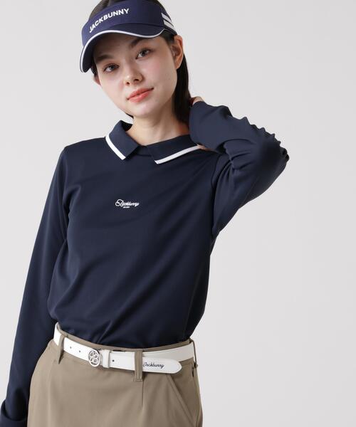 Jack Bunny!!（ジャックバニー）の「ソフトタッチ長袖ポロシャツ (WOMENS)（ポロシャツ・レディース・ホワイト/ネイビー・MEDIUM/SMALL/LARGE）」の8枚目の写真