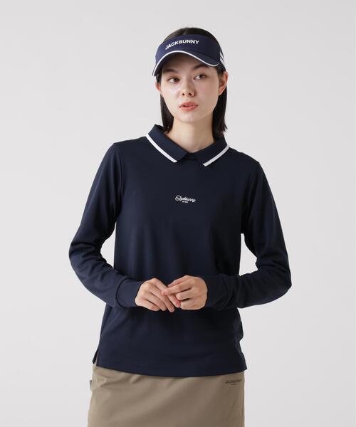 Jack Bunny!!（ジャックバニー）の「ソフトタッチ長袖ポロシャツ (WOMENS)（ポロシャツ・レディース・ホワイト/ネイビー・MEDIUM/SMALL/LARGE）」の9枚目の写真