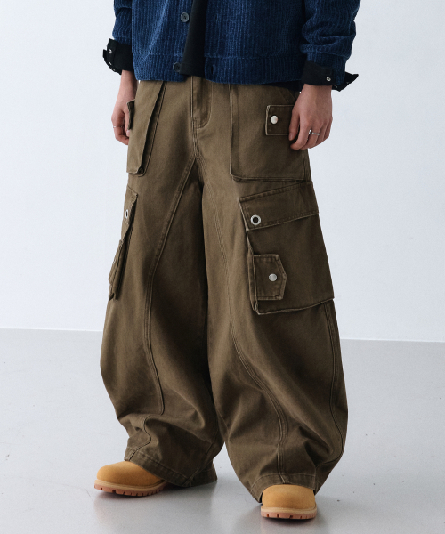 LXT（エルエックスティー）の「ウォッシュドコットンカーブドバレルカーゴパンツ[カーキブラウン]（その他パンツ・レディース・その他・SMALL）」の2枚目の写真