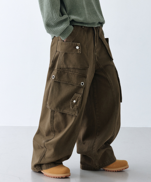 LXT（エルエックスティー）の「ウォッシュドコットンカーブドバレルカーゴパンツ[カーキブラウン]（その他パンツ・レディース・その他・SMALL）」の3枚目の写真