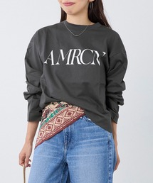 【AMERICANA】別注-"AMRCN"ロゴハイゲージ天竺ロングTシャツ