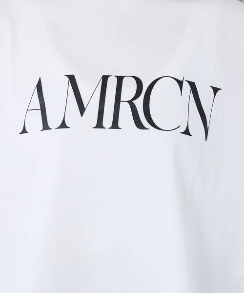 AMERICANA(アメリカーナ)の「【AMERICANA】別注-"AMRCN"ロゴハイゲージ天竺ロングTシャツ(Tシャツ/カットソー・レディース・スミクロ/ホワイト・FREE)」の13枚目の写真