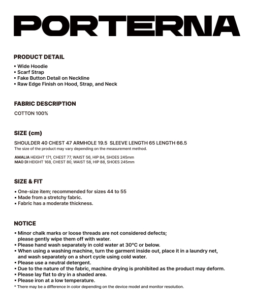 PORTERNA（ポルテナ）の「HOODIE SCARF RAW CUT T-SHIRT-BLACK（Tシャツ/カットソー・レディース・その他・FREE(OS)）」の8枚目の写真