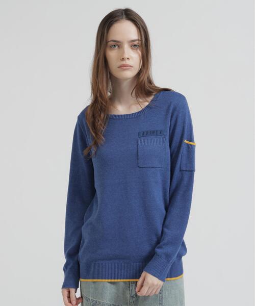 AVIREX(アヴィレックス)の「《直営店限定》FATIGUE KNIT TOPS(ニット/セーター・レディース・グレー系その他3/ブルー/ブラック・S/M)」の1枚目の写真