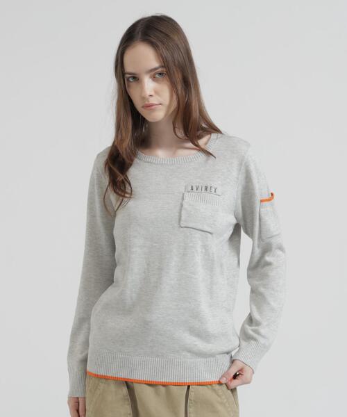 AVIREX(アヴィレックス)の「《直営店限定》FATIGUE KNIT TOPS(ニット/セーター・レディース・グレー系その他3/ブルー/ブラック・S/M)」の3枚目の写真