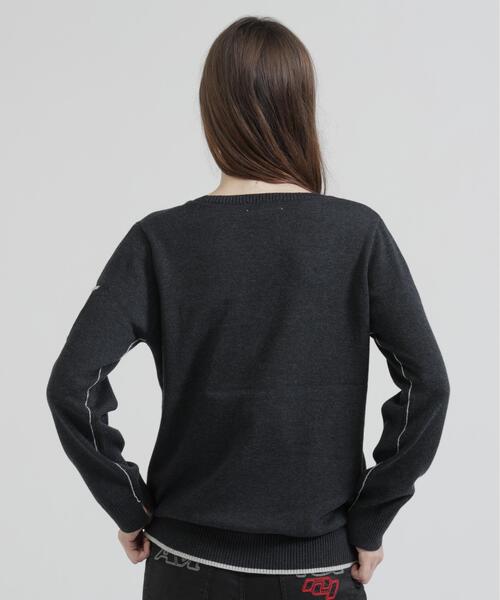 AVIREX(アヴィレックス)の「《直営店限定》FATIGUE KNIT TOPS(ニット/セーター・レディース・グレー系その他3/ブルー/ブラック・S/M)」の4枚目の写真