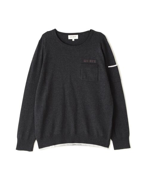 AVIREX(アヴィレックス)の「《直営店限定》FATIGUE KNIT TOPS(ニット/セーター・レディース・グレー系その他3/ブルー/ブラック・S/M)」の6枚目の写真
