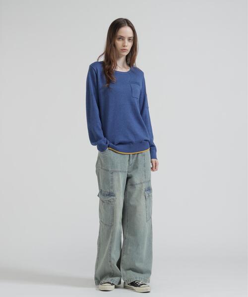 AVIREX(アヴィレックス)の「《直営店限定》FATIGUE KNIT TOPS(ニット/セーター・レディース・グレー系その他3/ブルー/ブラック・S/M)」の12枚目の写真