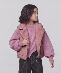 DURAS（デュラス）の「KIDS｜ボアライダースベスト｜ペアコーデ対応（ライダースジャケット）」