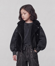 DURAS（デュラス）の「KIDS｜ボアライダースベスト｜ペアコーデ対応（ライダースジャケット）」