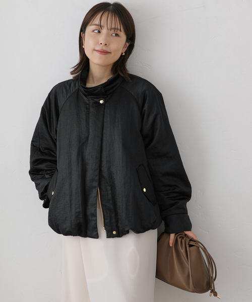 La TOTALITE（ラトータリテ）の「【洗える】ヴィンテージサテンバルーンブルゾン（その他アウター・レディース・ブラック/ブラウン・FREE）」の9枚目の写真