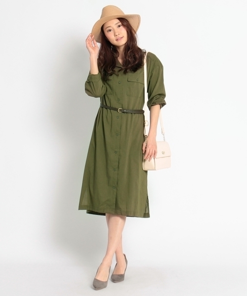 HusHusH（ハッシュアッシュ）の「ベルト付きサファリシャツワンピース（ワンピース・レディース・ブルー/グリーン/ベージュ・02/03）」の11枚目の写真