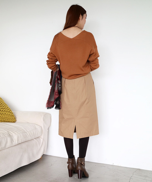 N.（N. Natural Beauty Basic）（エヌエヌナチュラルビューティーベーシック）の「チノハイウエストリボンミモレスカート（スカート・レディース・カーキ/ベージュ・SMALL/MEDIUM）」の18枚目の写真