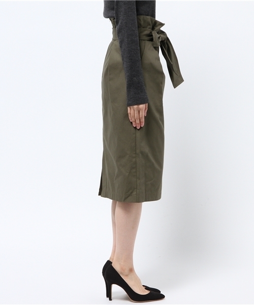 N.（N. Natural Beauty Basic）（エヌエヌナチュラルビューティーベーシック）の「チノハイウエストリボンミモレスカート（スカート・レディース・カーキ/ベージュ・SMALL/MEDIUM）」の4枚目の写真