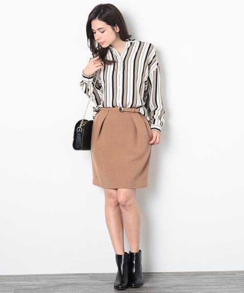 VIS（ビス）の「ベルト付きタックコクーンスカート（スカート・レディース・ピンク/キャメル/ネイビー・S/M）」の16枚目の写真