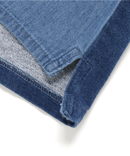 GLOBAL WORK（グローバルワーク）の「【キッズ】デニムキーネックプルオーバー半袖/743169（シャツ/ブラウス・キッズ・ブルー/ライトブルー・X-LARGE/SMALL/LARGE/XX-LARGE/MEDIUM）」の6枚目の写真