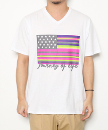 RODEO CROWNS WIDE BOWL | メンズ カラフルボーダー フラッグ Tシャツ(Tシャツ/カットソー)