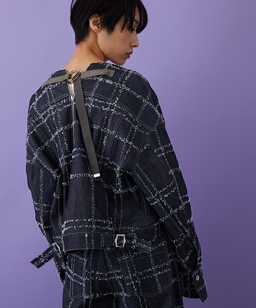 STUDIOUS（ステュディオス）の「ニードルチェックデニムブルゾン（デニムジャケット・レディース・ブルー・1）」の3枚目の写真