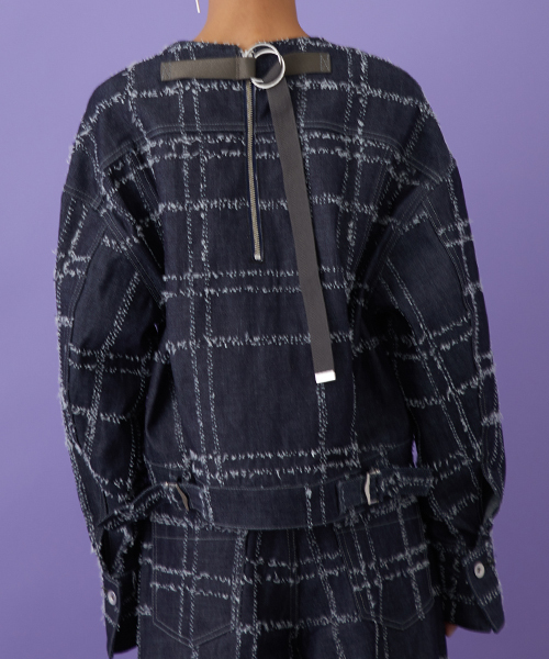 STUDIOUS（ステュディオス）の「ニードルチェックデニムブルゾン（デニムジャケット・レディース・ブルー・1）」の10枚目の写真