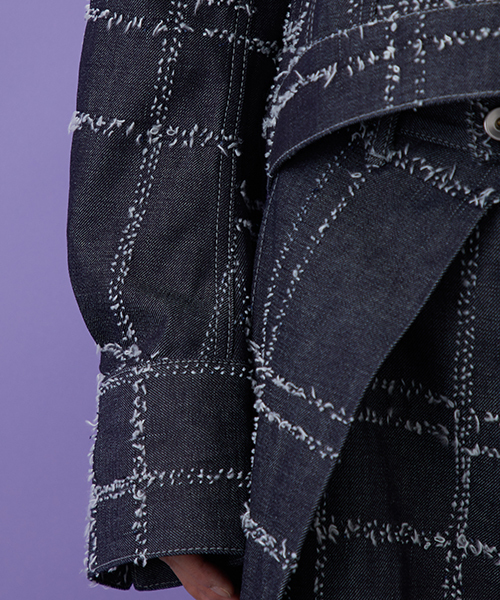 STUDIOUS（ステュディオス）の「ニードルチェックデニムブルゾン（デニムジャケット・レディース・ブルー・1）」の12枚目の写真