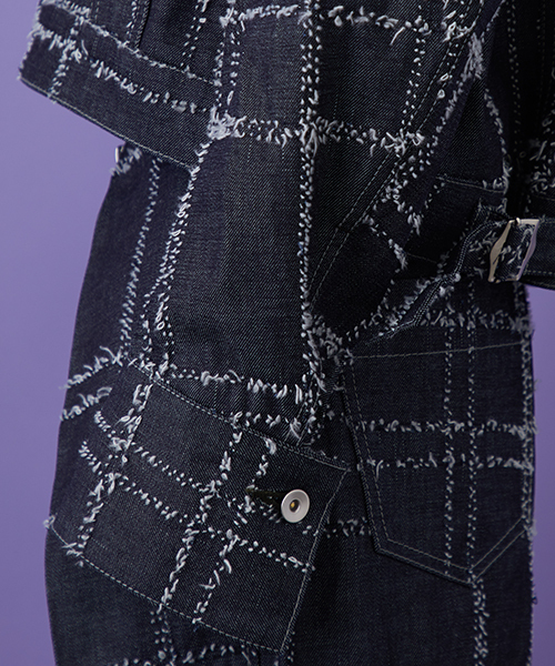 STUDIOUS（ステュディオス）の「ニードルチェックデニムブルゾン（デニムジャケット・レディース・ブルー・1）」の2枚目の写真