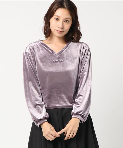 archives（アルシーヴ）の「ロゴ刺繍ベロアプルオーバー（Tシャツ/カットソー・レディース・グレー/ブラック/ラベンダー・MEDIUM）」の3枚目の写真