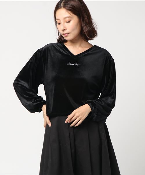 archives（アルシーヴ）の「ロゴ刺繍ベロアプルオーバー（Tシャツ/カットソー・レディース・グレー/ブラック/ラベンダー・MEDIUM）」の2枚目の写真